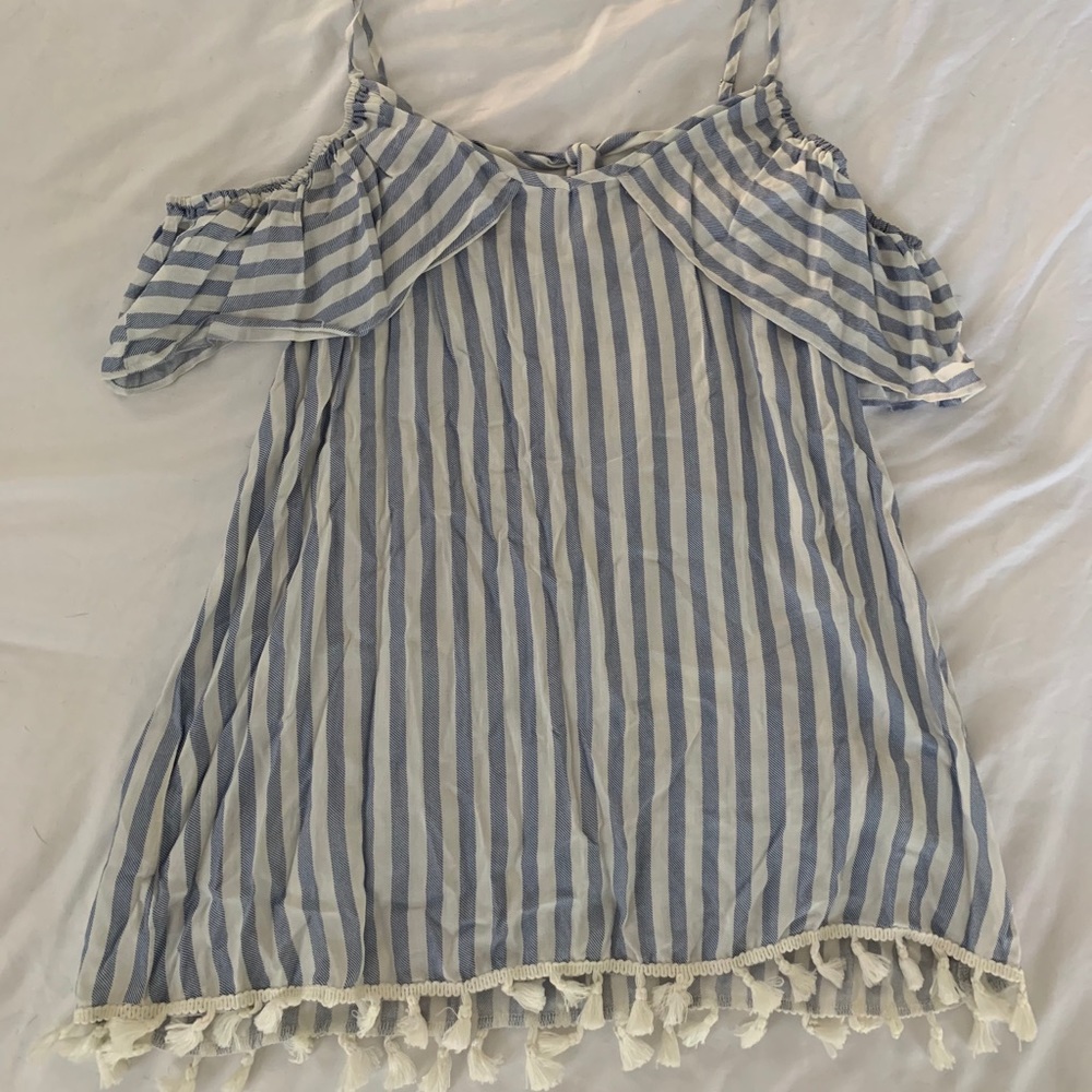 Blue and White Striped Spaghetti Strap Top